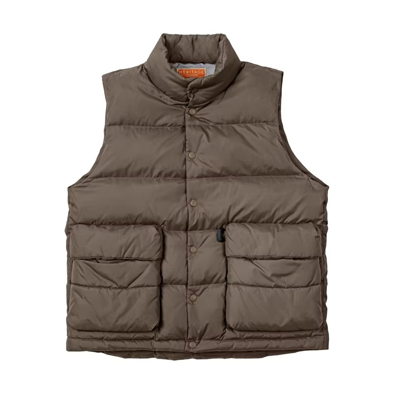 Men's lightweight down vest black stand collar white duck down insulated sleeveless jacket