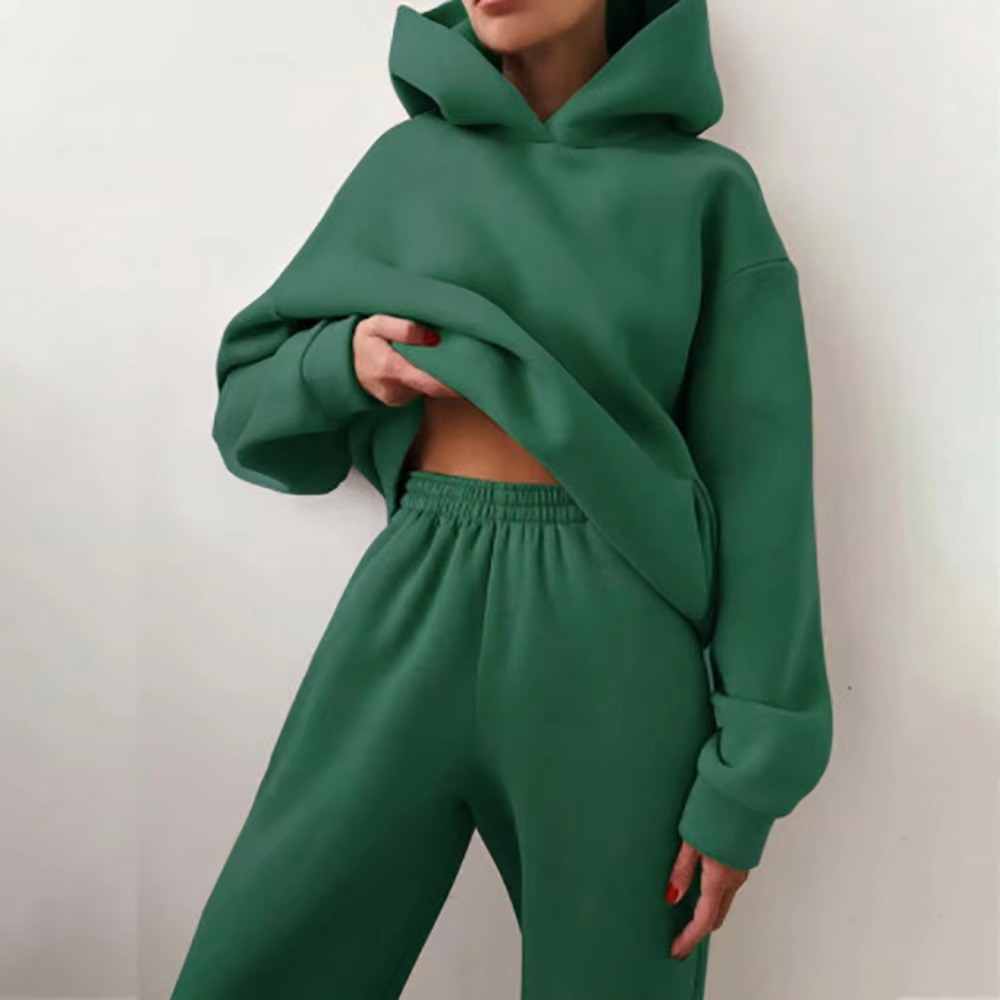 Women's soft cotton tracksuit set oversized hoodie matching joggers relaxed lounge fit