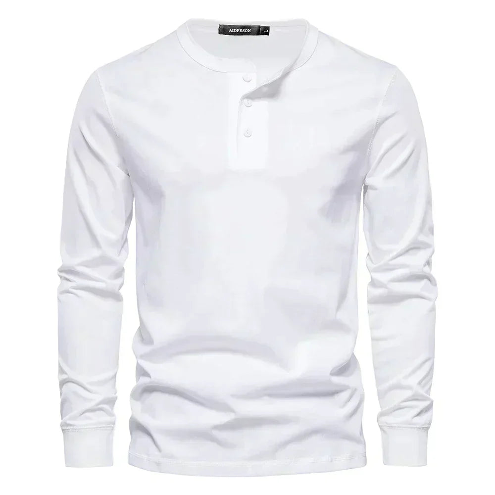Christopher men's long-sleeve henley shirt relaxed fit classic button-up neckline soft breathable fabric