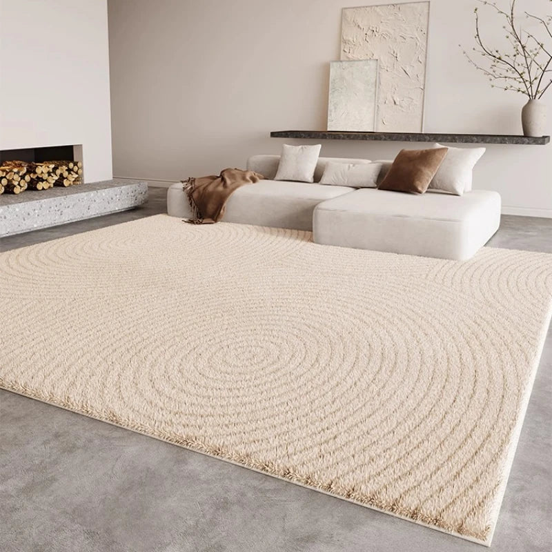 Cream fluffy large area rug thick plush pile soft cloud texture for living rooms and bedrooms