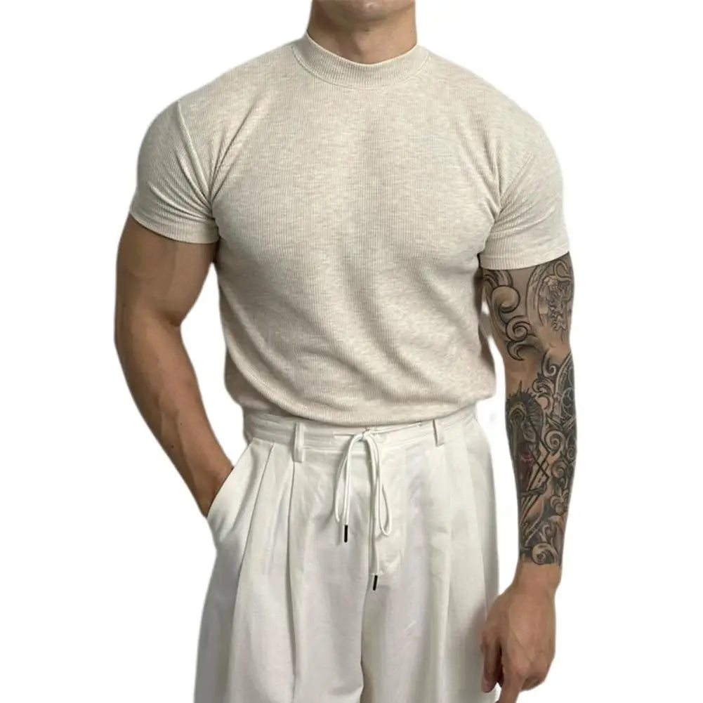 Men's slim fit athletic t-shirt with moisture-wicking fabric, streamlined silhouette for active everyday wear