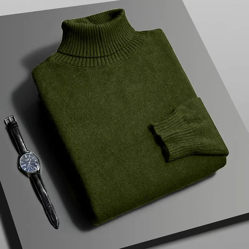 Men's slim fit knitted turtleneck sweater, anti-pilling acrylic blend for everyday warmth