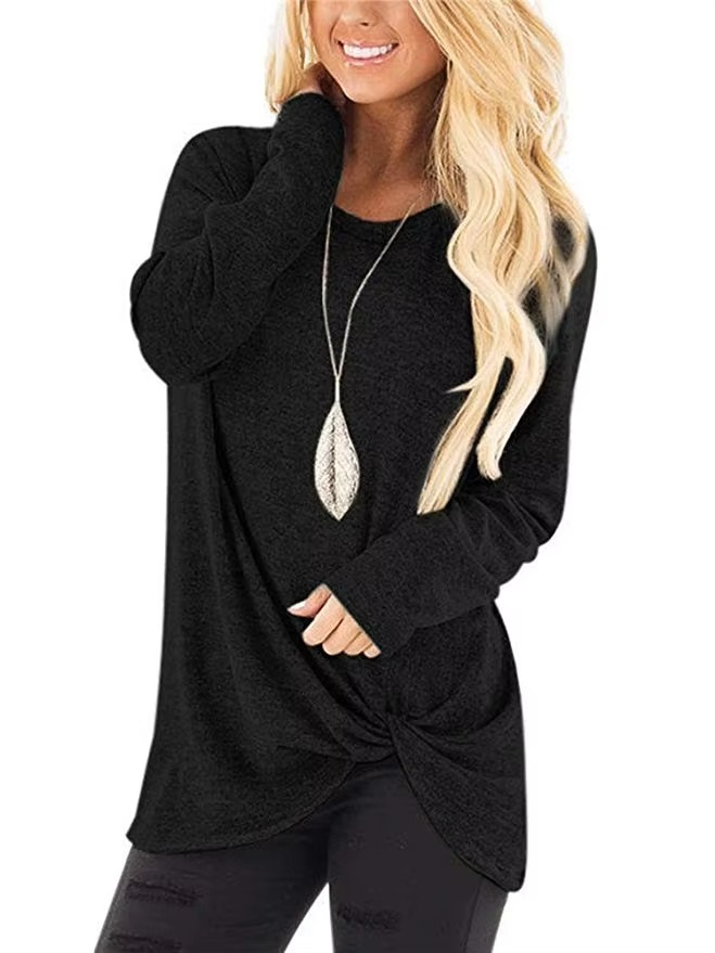 Women's cold shoulder tunic top long sleeve twist knot detail casual chic everyday style