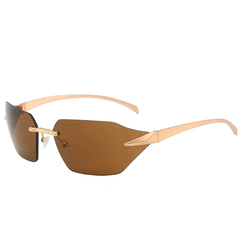 Vista Barcelona rimless sunglasses gold-tone frames lightweight UV protection fashion-forward style