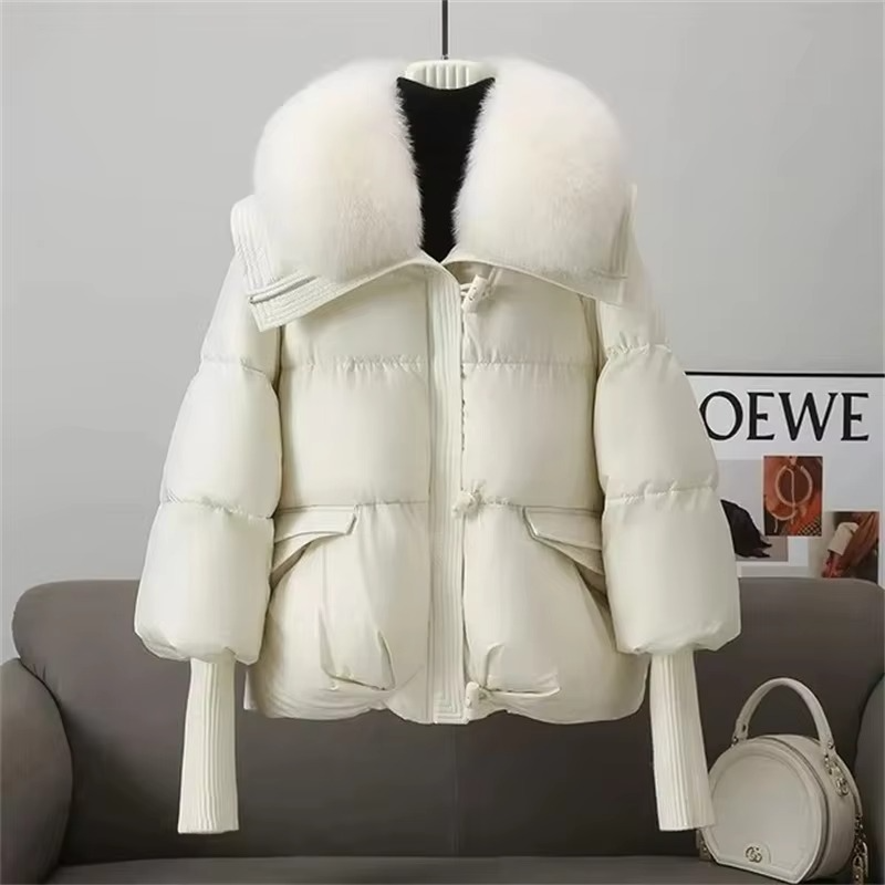 Women's winter parka coat faux fur collar down cotton insulated everyday chic outerwear