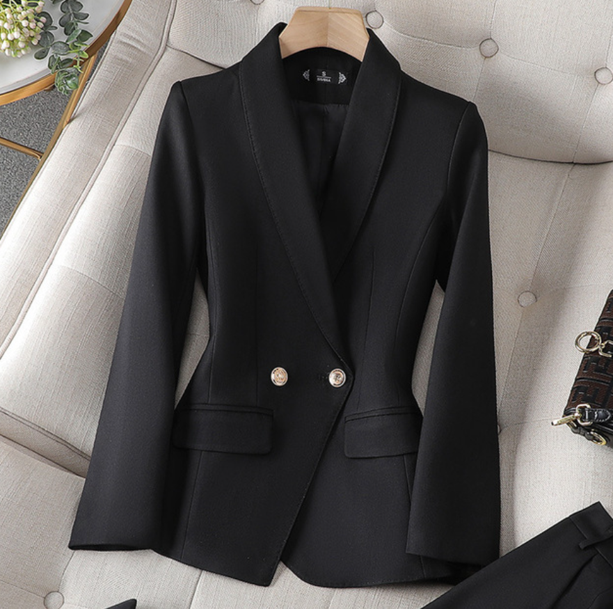 Women's formal blazer with pants set tailored two-piece suit for office polished professional silhouette
