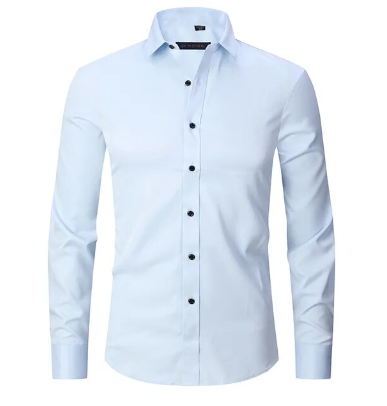 White anti-crease professional dress shirt breathable stretch fabric wrinkle-resistant slim fit