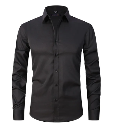 White professional dress shirt anti-crease breathable stretch wrinkle-resistant slim fit for men