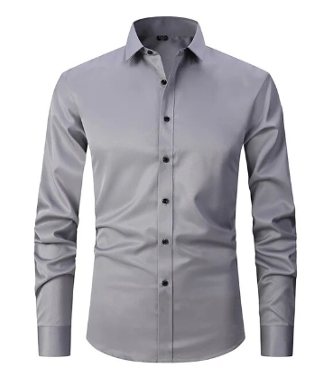 White professional dress shirt anti-crease breathable stretch fabric wrinkle-resistant slim fit