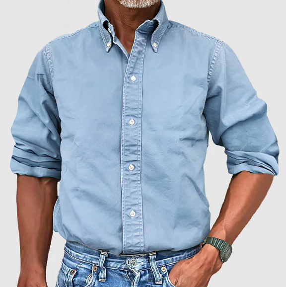 Adam men's long sleeve button-up casual shirt classic fit versatile smart-casual everyday style