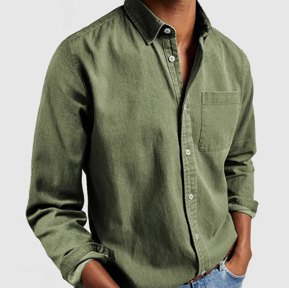 Gualtiero men's white cotton shirt Mao collar regular fit lightweight breathable vintage style