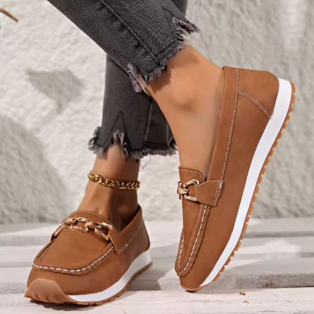 Hazzie | Women's Chain Bit Slip-On Loafers Casual Flat Shoes