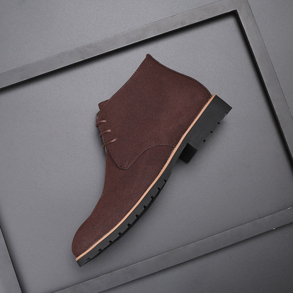 Men's black ankle lace-up boots modern casual silhouette with streamlined contemporary design