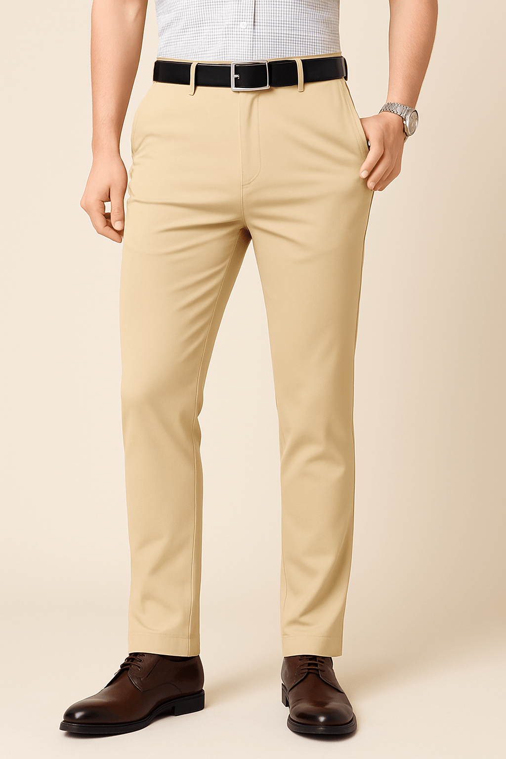 Men's black slim fit stretch suit pants with tailored office cut and flexible comfort