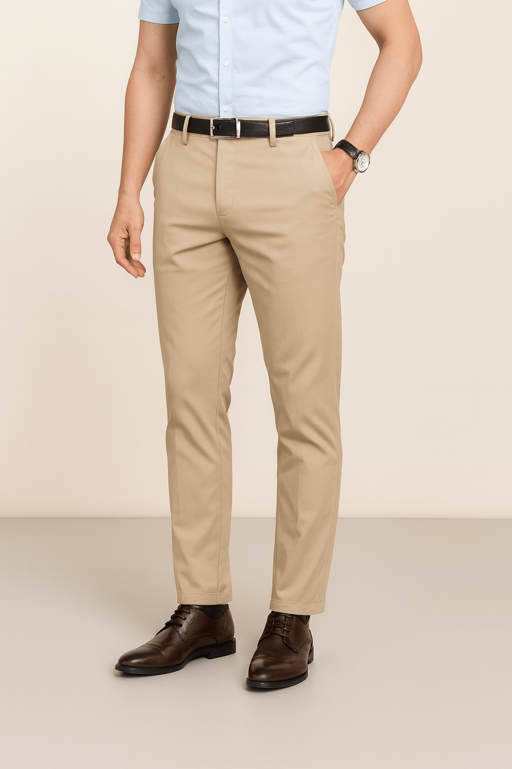 Men's black slim fit stretch suit pants with tailored silhouette for professional office wear