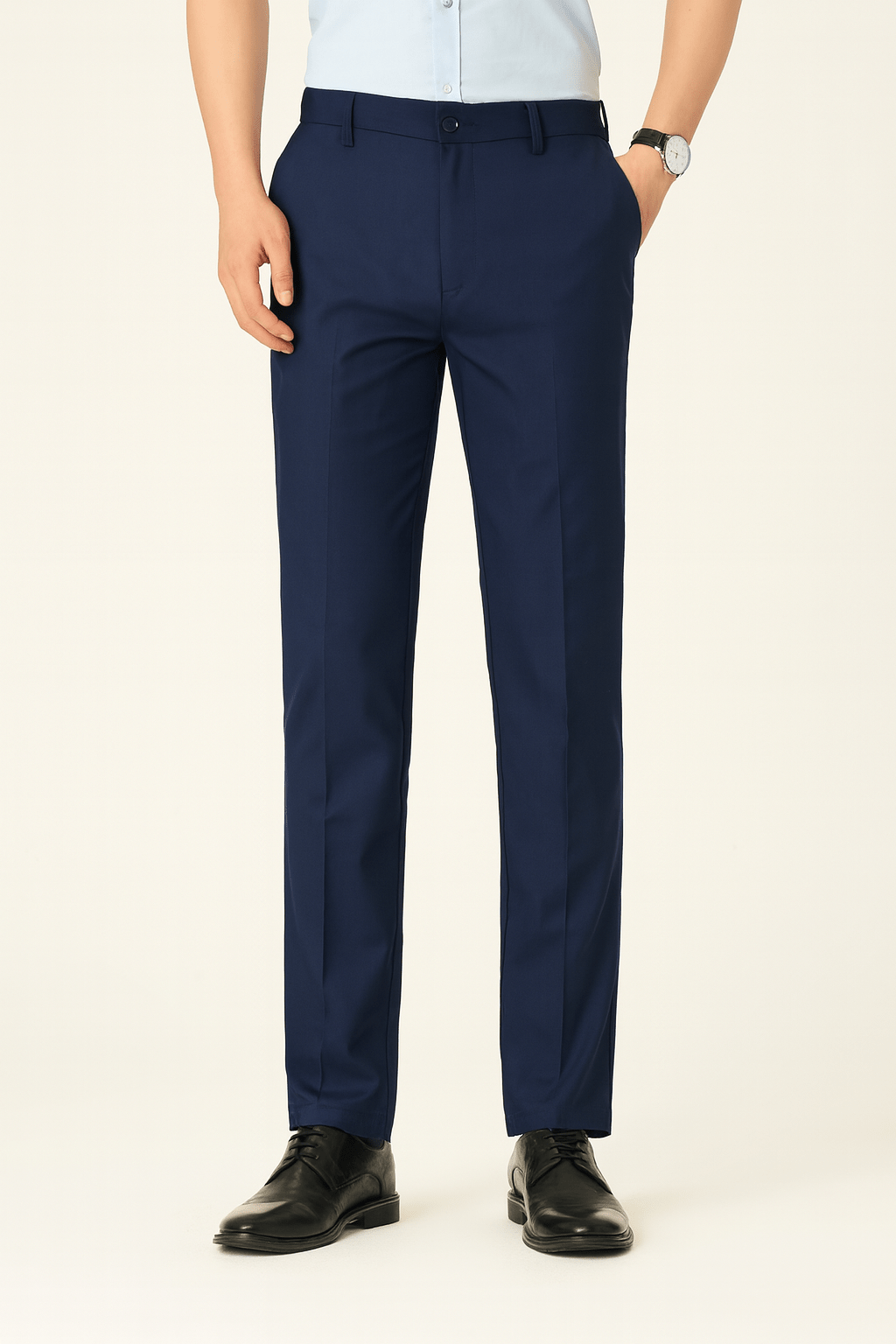 Men's black slim fit stretch suit pants with tailored cut and flexible comfort for office wear