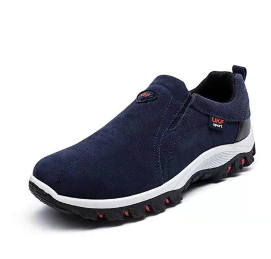 Men's slip-on sneakers suede upper breathable casual style with shock absorbing non-slip outsole