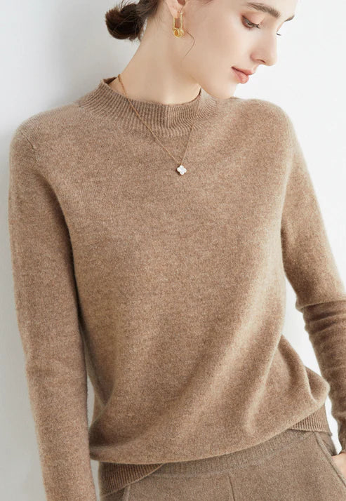 Women's cozy knit long-sleeve sweater with flattering silhouette, soft plush fabric for everyday winter comfort
