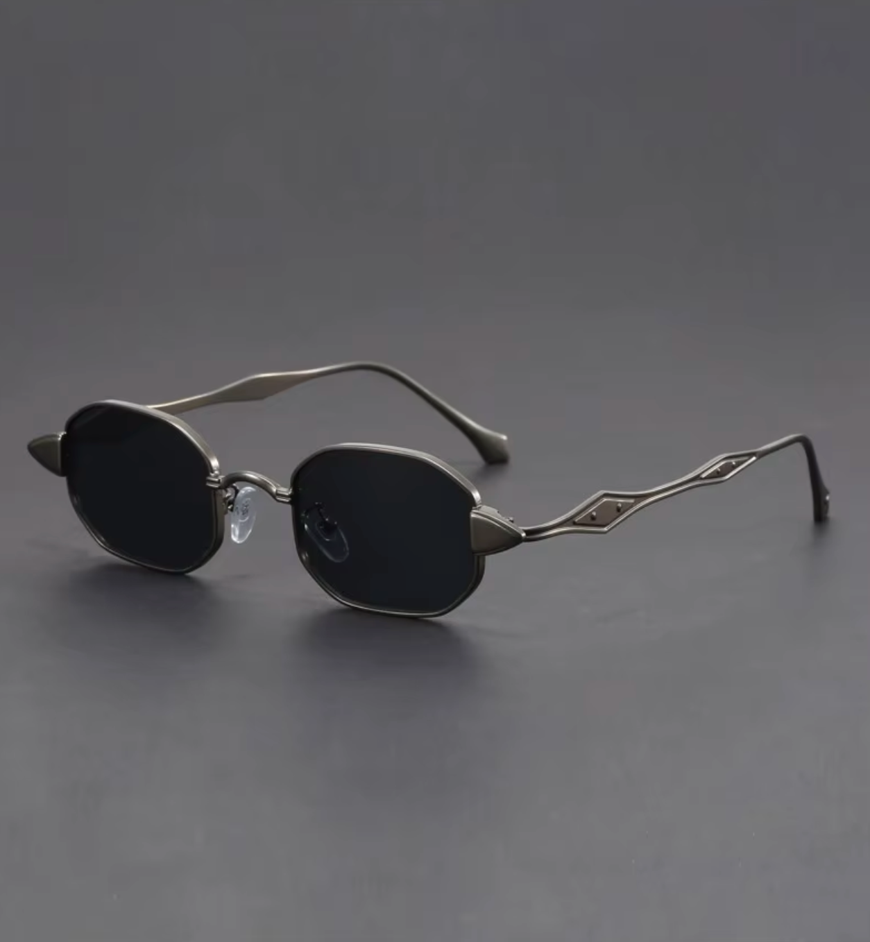 Aurelian gold rectangular metal sunglasses UV400 lightweight unisex frame polished finish