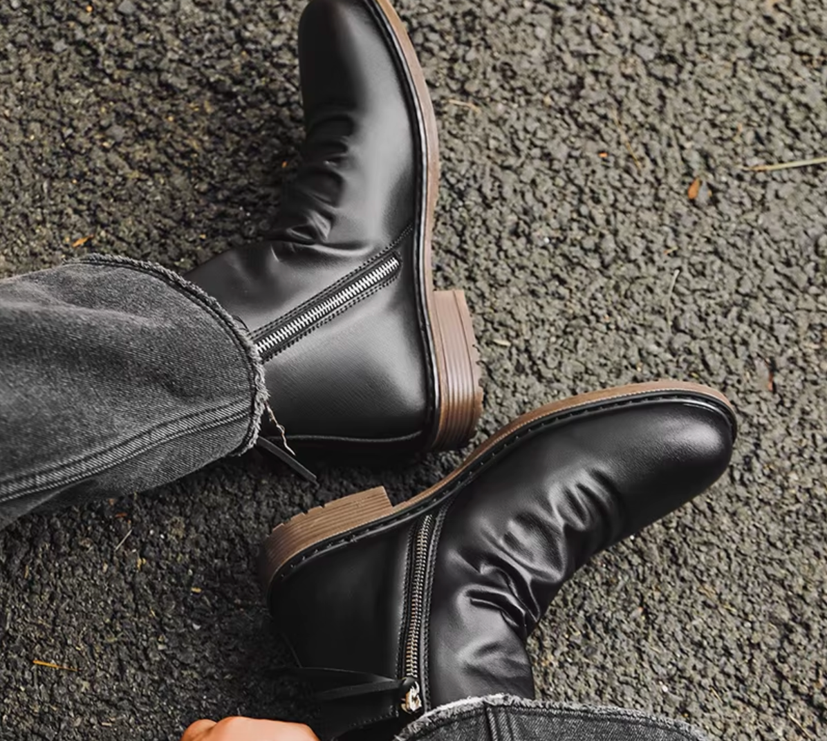 Men's brown Chelsea leather ankle boots hand-finished rich patina aged leather timeless silhouette