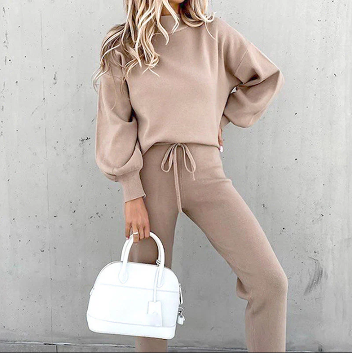 Unisex leisure suit soft breathable fabric earth-toned modern relaxed fit contemporary design