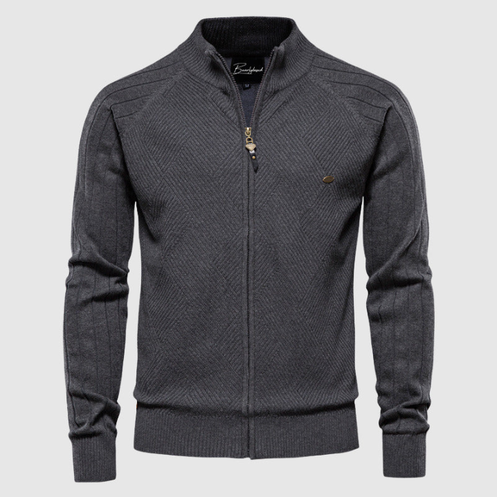 Brian full-zip unisex jacket in neutral tone, casual everyday outerwear with durable clean-cut design