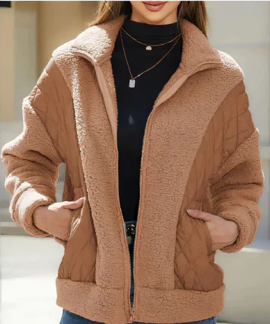 Women's Gabriela sherpa quilted jacket cozy casual outerwear with plush texture sustainable easy care