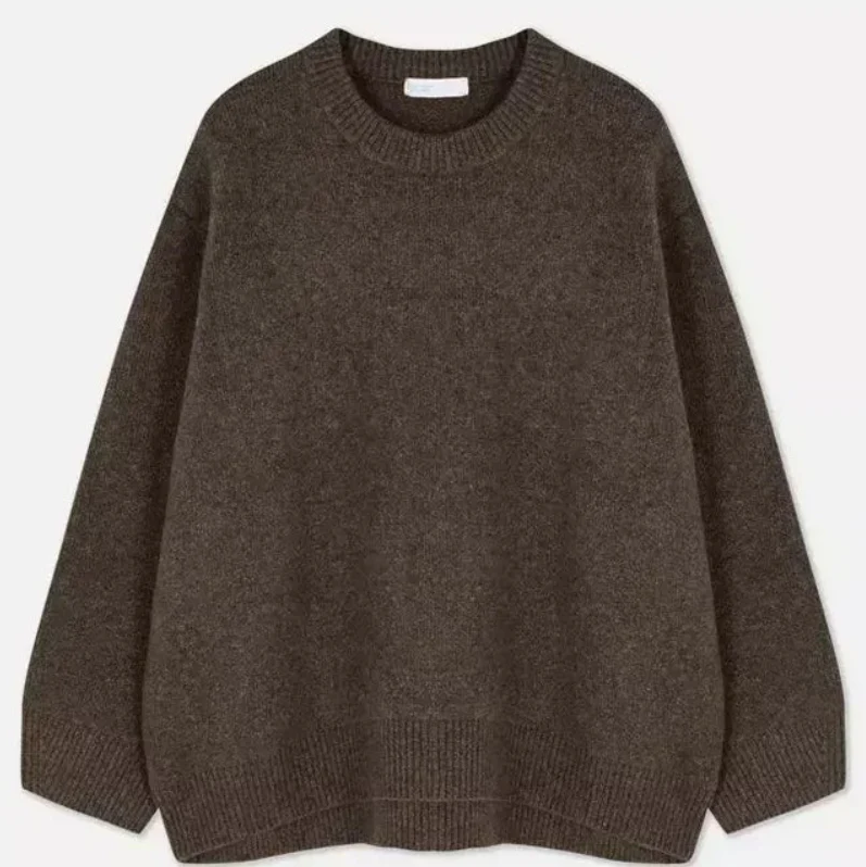 Women's purple cozy knit autumn jumper, relaxed sustainable knitwear with timeless everyday style