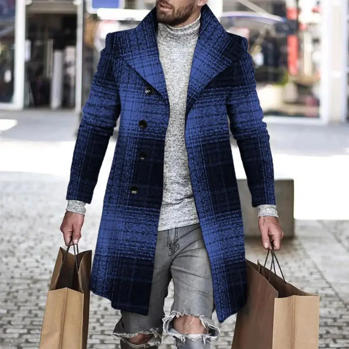 Anatoly men's long tailored coat charcoal slim-fit silhouette with structured shoulders for formal wear