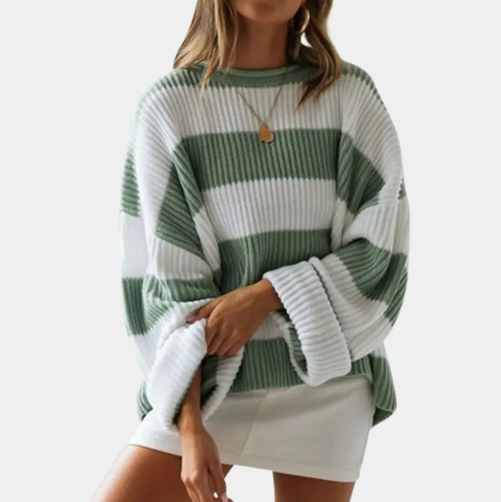 Plus size striped knit jumper Mathilde, ultra-soft sustainable knitwear, relaxed contemporary fit