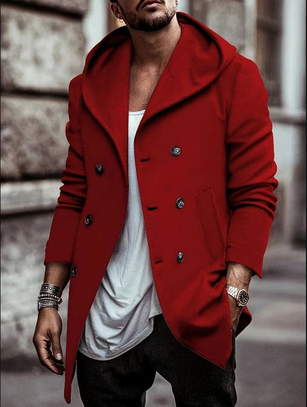 Men's hooded outdoor jacket in earth tones, weatherproof with long sleeves and durable casual fit