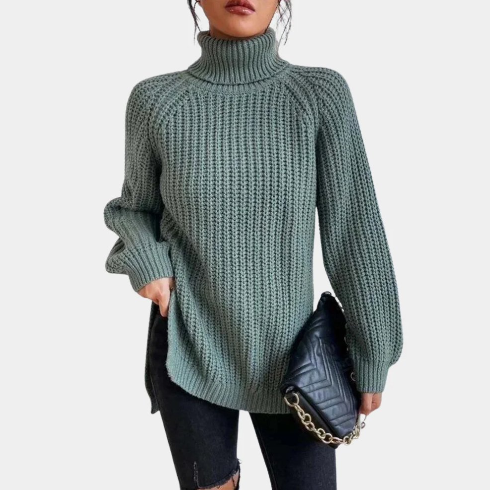 Madeleine women's soft turtleneck jumper, cozy sustainable knitwear with timeless elegant silhouette