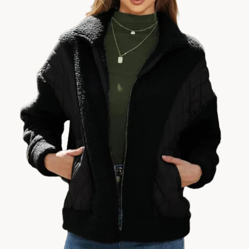 Women's Gabriela sherpa quilted jacket cozy casual outerwear with plush texture for sustainable warmth