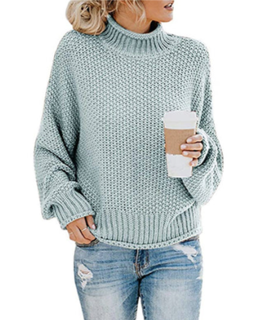 Women's ivory turtleneck knit sweater with classic silhouette and cozy elegant everyday style
