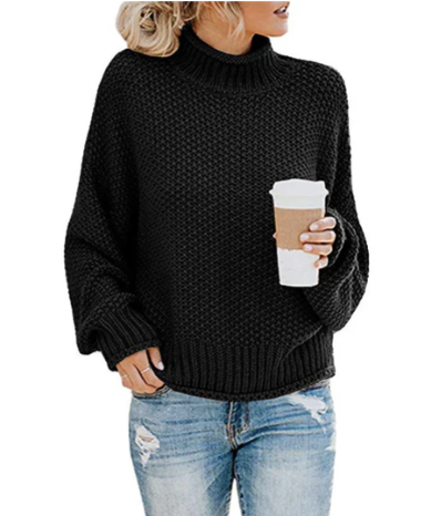 Women's ivory turtleneck knit sweater cozy elegant silhouette versatile everyday knitwear