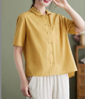 Women white linen shirt structured collar medium sleeves breathable office everyday style