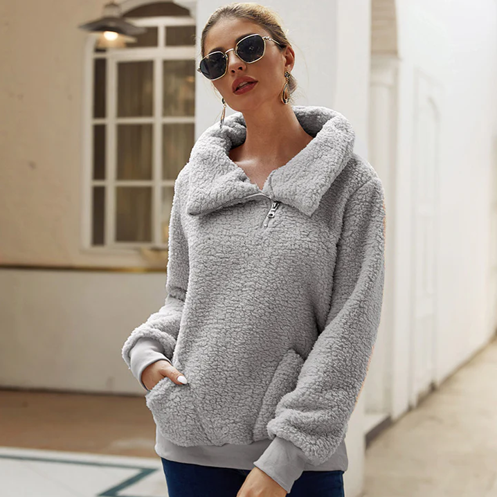 Women's cozy knit winter jumper relaxed fit soft fabric casual warm everyday layer