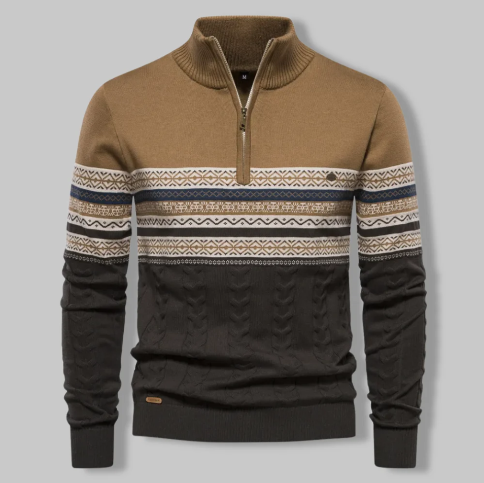 Torino alpine jumper in neutral tones, slim-fit silhouette with sustainable premium knit design