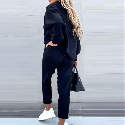 Unisex leisure suit soft breathable fabric earth-toned modern relaxed fit contemporary design