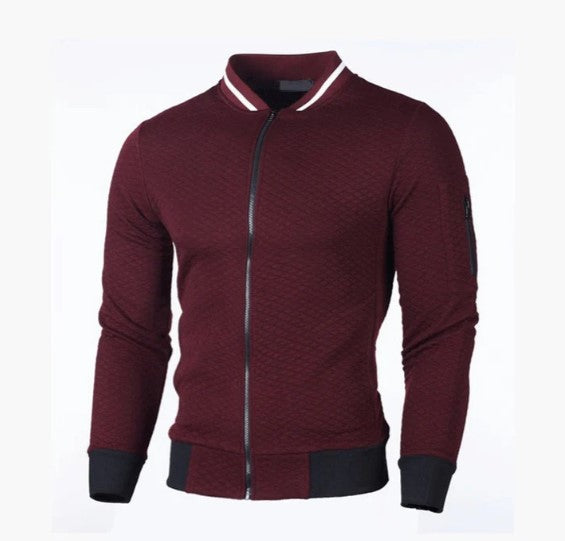 Men's gray zip-up sweatshirt stand-up collar modern fit everyday layering essential by Keda