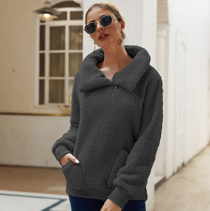Women's cozy knit winter jumper relaxed fit soft fabric casual everyday warmth