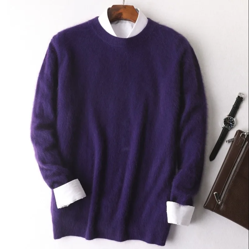 Boyan premium men's knit sweater, elegant slim fit jumper in neutral tone, sustainable easy-care fabric