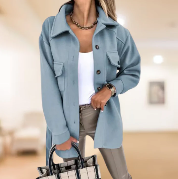 Naomi women's winter trench coat warm comfort fit sustainable design durable materials classic silhouette