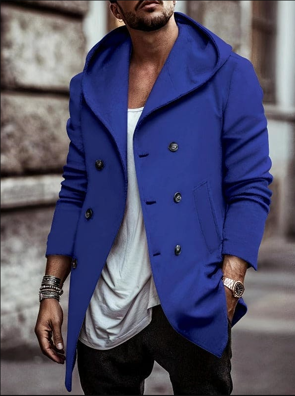 Men's hooded outdoor jacket earthy tones weatherproof long sleeves durable casual fit