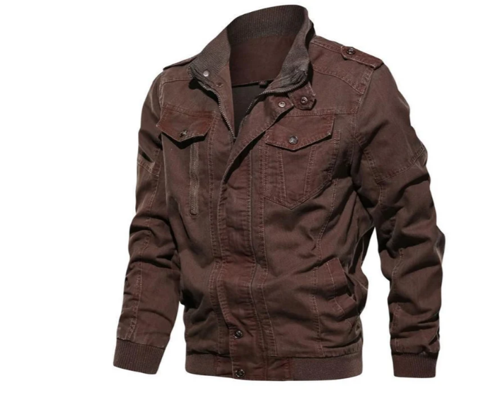 Hendrick men's blue denim jacket stand collar modern slim fit durable casual everyday style