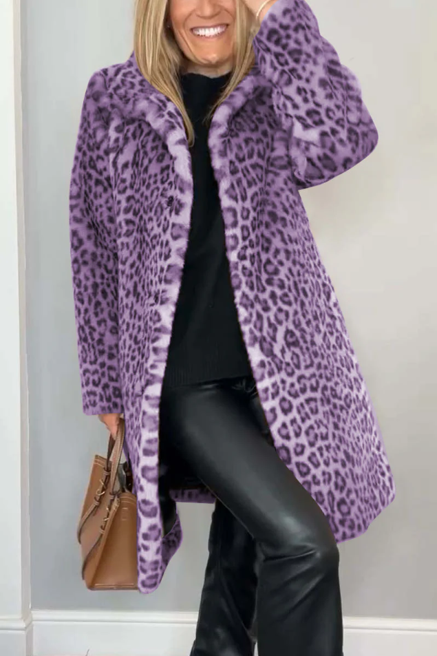 Women's leopard print winter coat warm sustainable outerwear bold classic style for daily wear