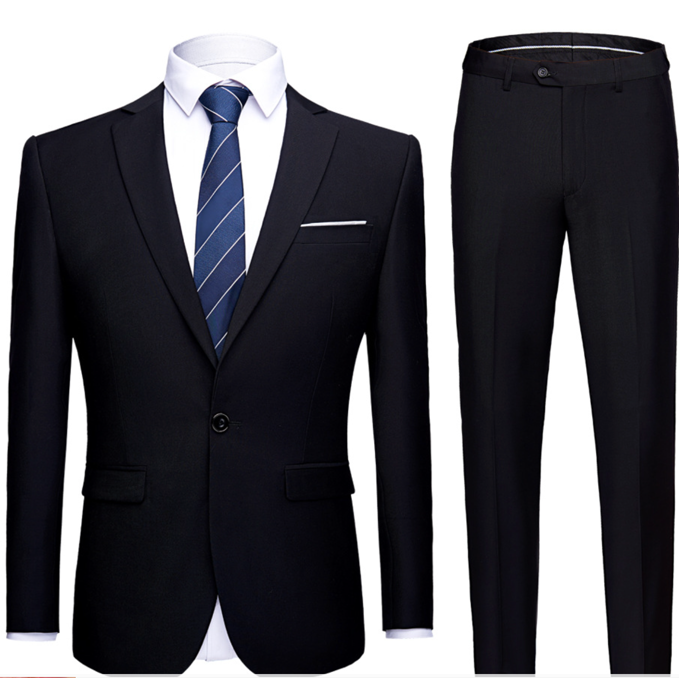 Men's 2-piece classic business suit set slim blazer and trousers premium professional refined look