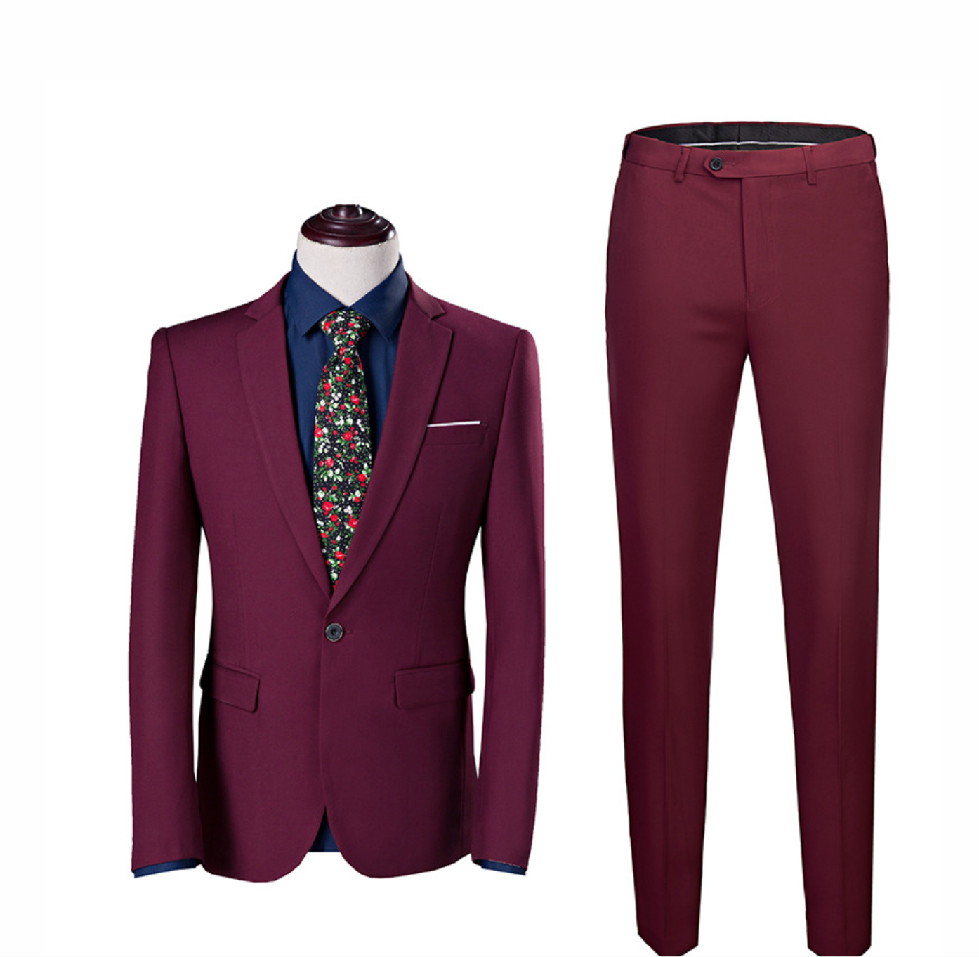 Men's 2-piece classic business suit blazer and trousers set slim fit professional formal wear