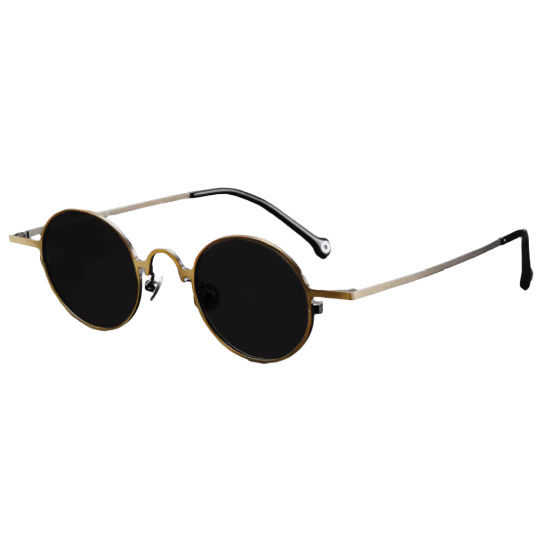 Ultralight round titanium sunglasses with polarized anti-glare lenses, sleek silhouette for outdoors