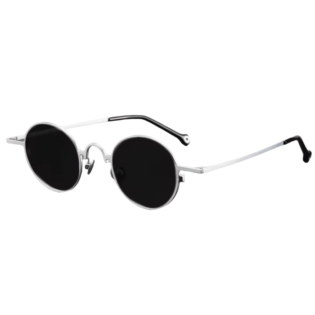 Ultralight round titanium sunglasses with polarized anti-glare lenses, sleek silver frame for outdoors
